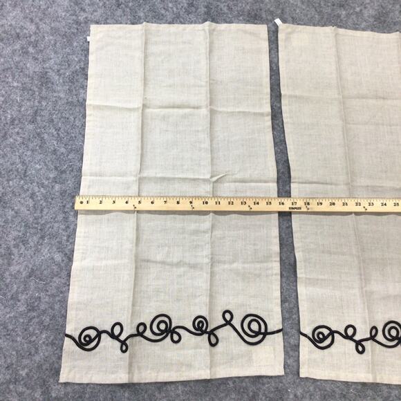 Koko Company Linen Guest‎ Towels Set of 2 Black Embroidered 16x30 Hand Wash - Picture 6 of 11